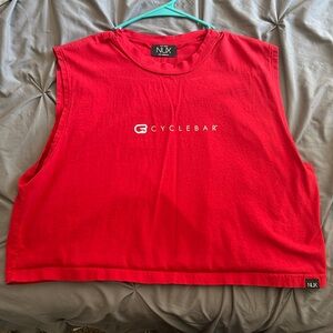 Red cyclebar cropped muscle tee